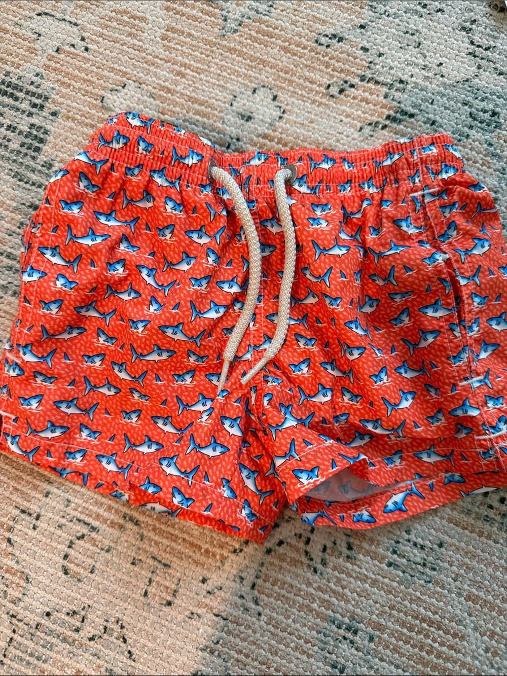 Women's Red Shark-Print Swim Shorts